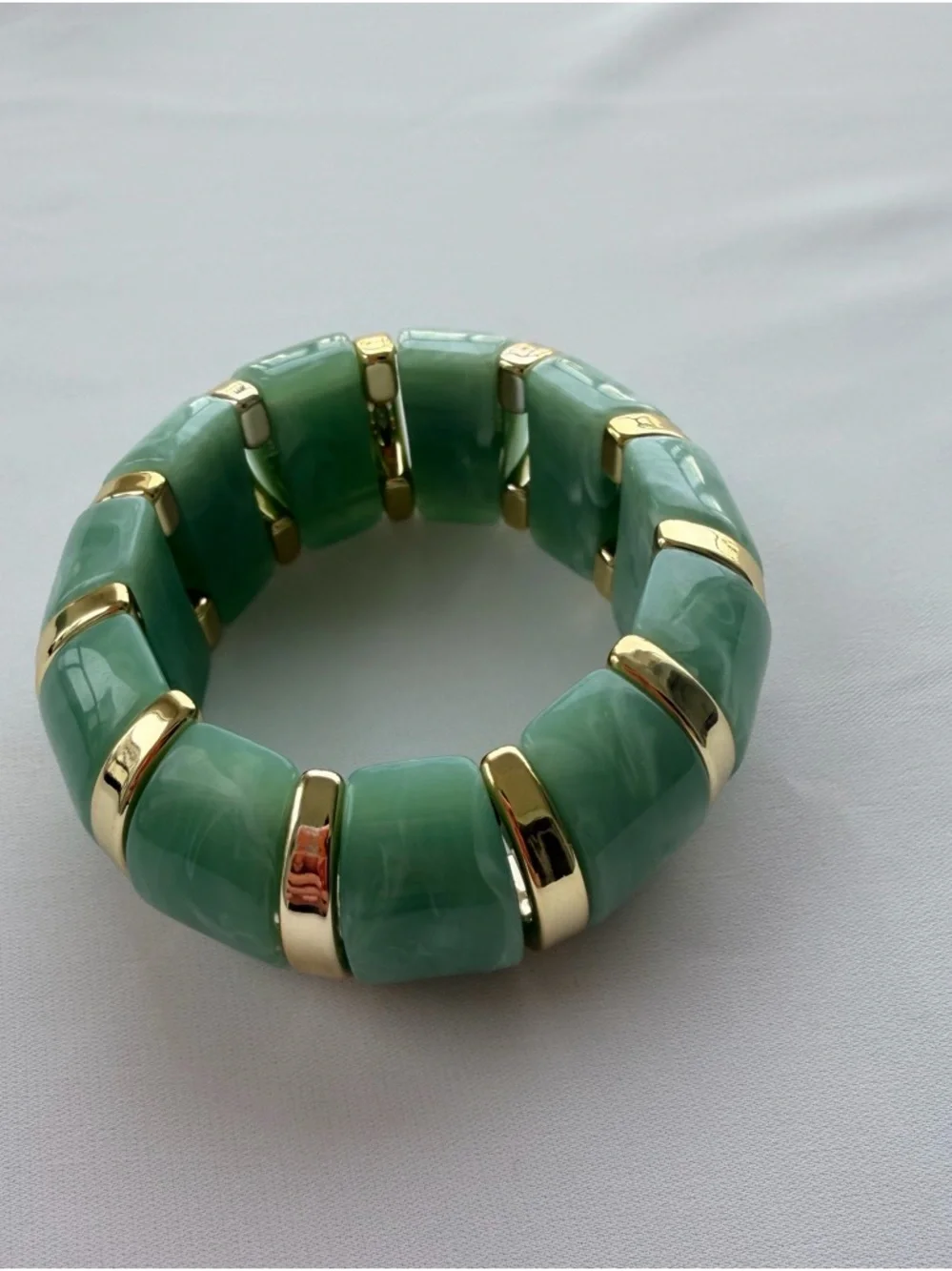 Anthropologie Seafoam Resin Bracelet with Gold Accents